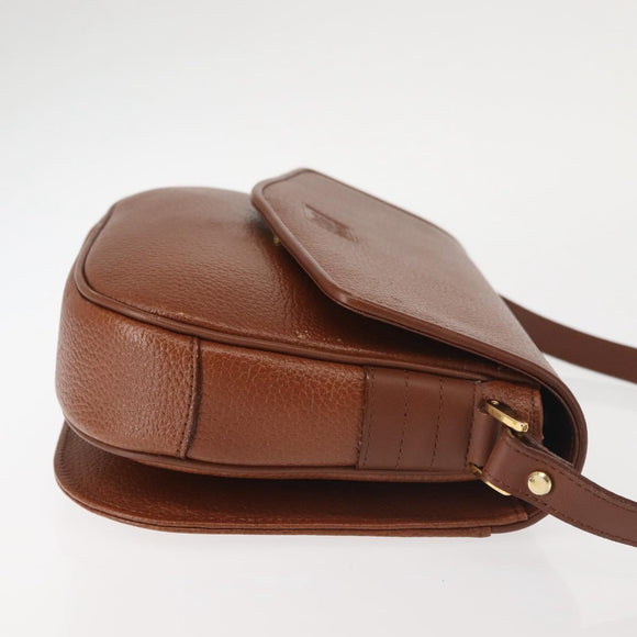 Burberrys Shoulder Bag Leather Brown Gold Auth ep10854