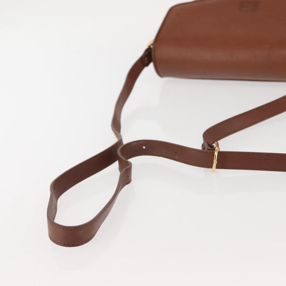 Burberrys Shoulder Bag Leather Brown Gold Auth ep10854