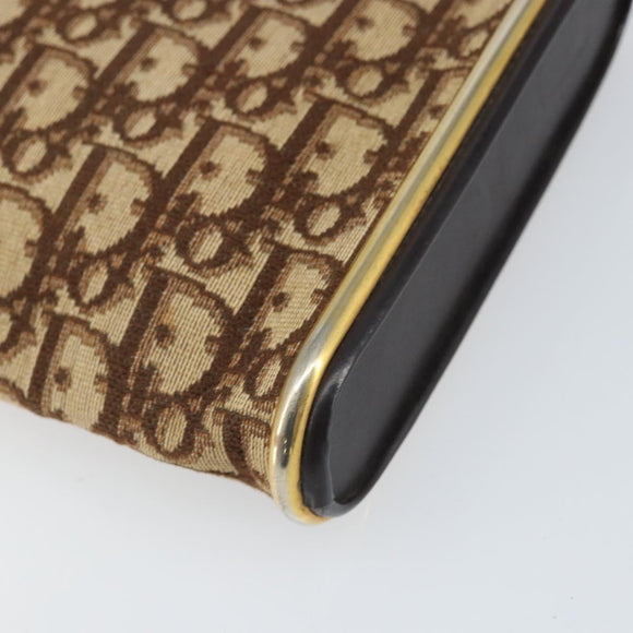 Christian Dior Trotter Canvas Shoulder Bag Brown Gold Auth ep10855