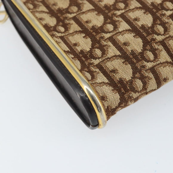 Christian Dior Trotter Canvas Shoulder Bag Brown Gold Auth ep10855
