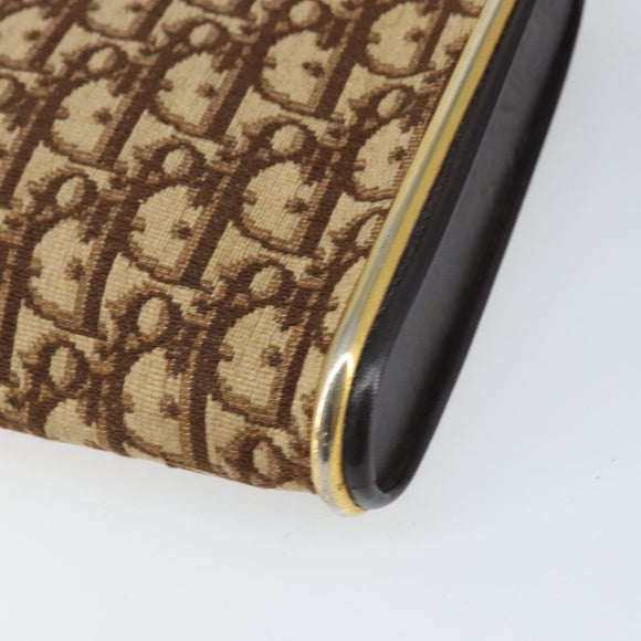 Christian Dior Trotter Canvas Shoulder Bag Brown Gold Auth ep10855