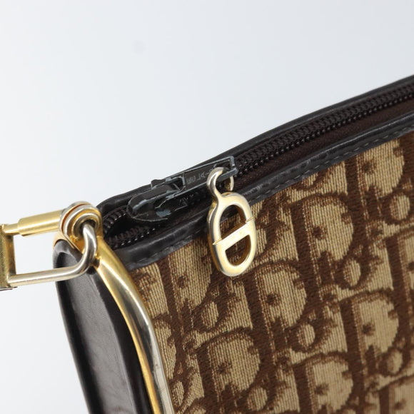 Christian Dior Trotter Canvas Shoulder Bag Brown Gold Auth ep10855