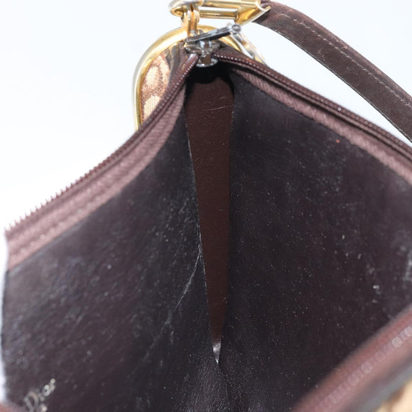 Christian Dior Trotter Canvas Shoulder Bag Brown Gold Auth ep10855