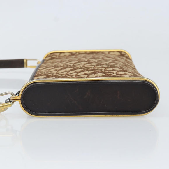 Christian Dior Trotter Canvas Shoulder Bag Brown Gold Auth ep10855