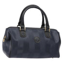 FENDI Pecan Canvas Hand Bag Navy Gold Auth ep10858-1