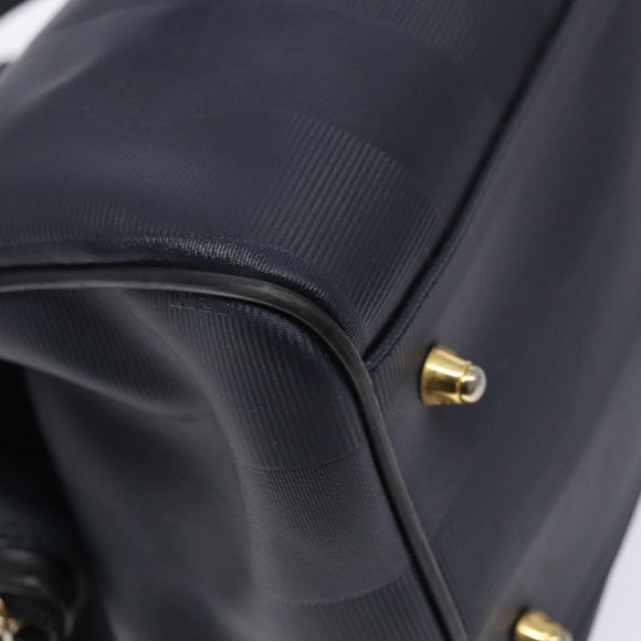 FENDI Pecan Canvas Hand Bag Navy Gold Auth ep10858