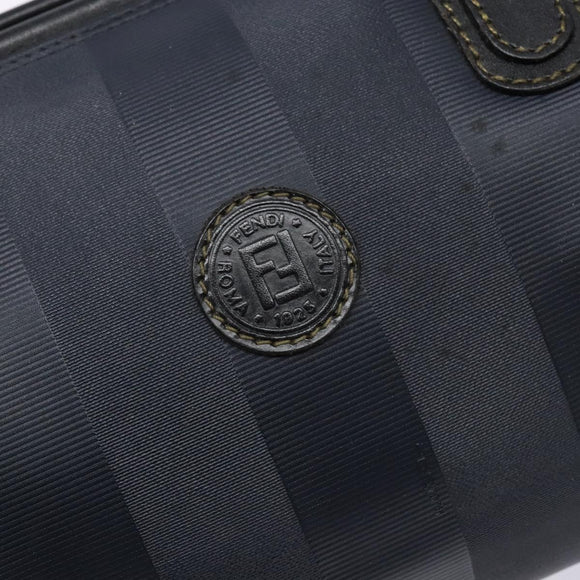 FENDI Pecan Canvas Hand Bag Navy Gold Auth ep10858