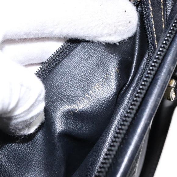 FENDI Pecan Canvas Hand Bag Navy Gold Auth ep10858