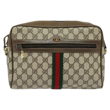GUCCI GG Supreme Web Sherry Line Shoulder Bag PVC Beige Gold Red Auth ep10859 - 0