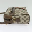 GUCCI GG Supreme Web Sherry Line Shoulder Bag PVC Beige Gold Red Auth ep10859-4