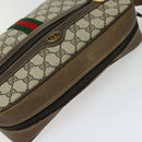 GUCCI GG Supreme Web Sherry Line Shoulder Bag PVC Beige Gold Red Auth ep10859-6