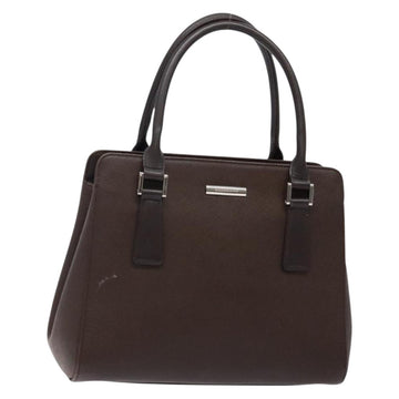 BURBERRY Hand Bag Leather Silver Brown Auth ep10861