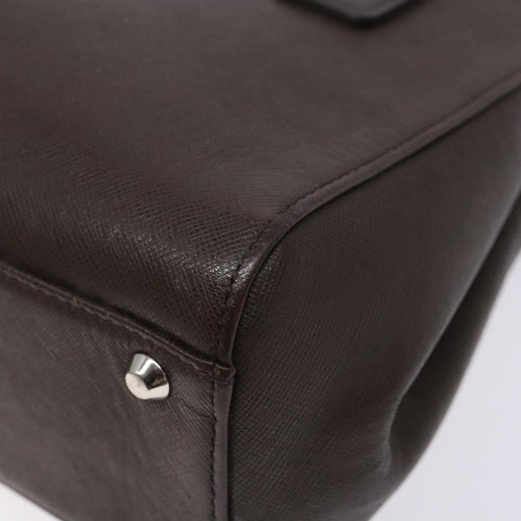 BURBERRY Hand Bag Leather Silver Brown Auth ep10861