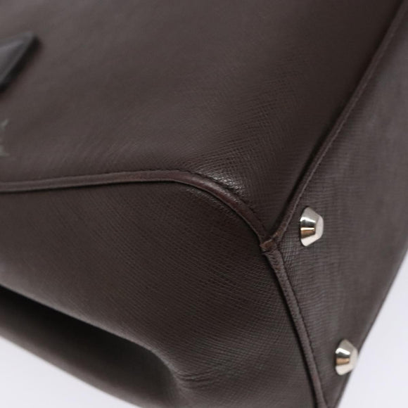 BURBERRY Hand Bag Leather Silver Brown Auth ep10861