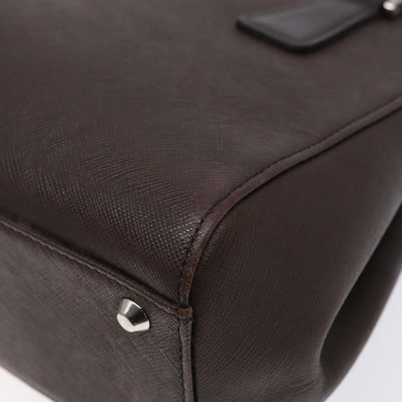 BURBERRY Hand Bag Leather Silver Brown Auth ep10861