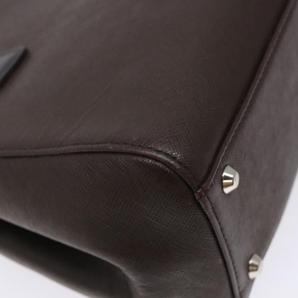 BURBERRY Hand Bag Leather Silver Brown Auth ep10861