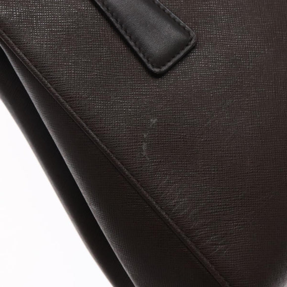 BURBERRY Hand Bag Leather Silver Brown Auth ep10861