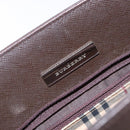 BURBERRY Hand Bag Leather Silver Brown Auth ep10861-18