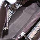 BURBERRY Hand Bag Leather Silver Brown Auth ep10861-11
