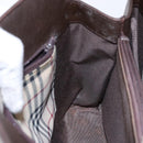 BURBERRY Hand Bag Leather Silver Brown Auth ep10861-19