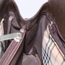 BURBERRY Hand Bag Leather Silver Brown Auth ep10861-20