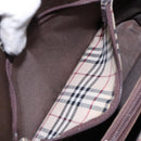 BURBERRY Hand Bag Leather Silver Brown Auth ep10861-21