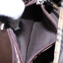 BURBERRY Hand Bag Leather Silver Brown Auth ep10861-12