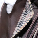 BURBERRY Hand Bag Leather Silver Brown Auth ep10861-22