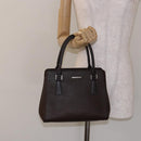 BURBERRY Hand Bag Leather Silver Brown Auth ep10861-23