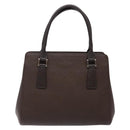 BURBERRY Hand Bag Leather Silver Brown Auth ep10861-2