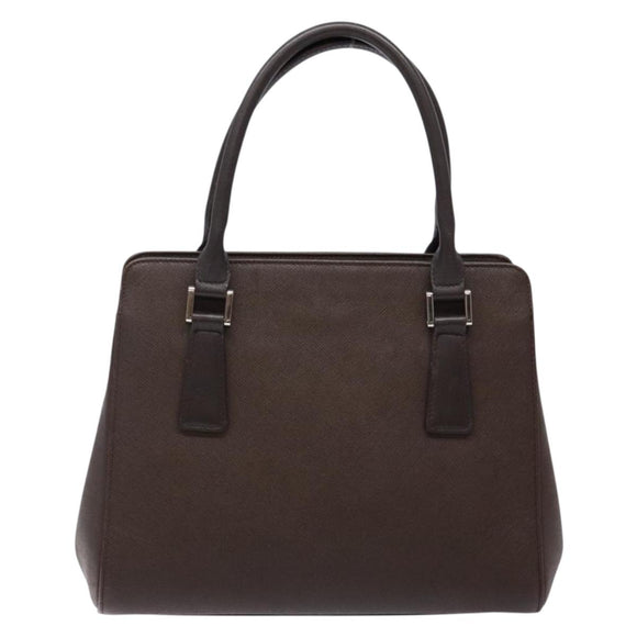 BURBERRY Hand Bag Leather Silver Brown Auth ep10861