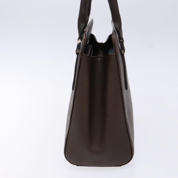 BURBERRY Hand Bag Leather Silver Brown Auth ep10861