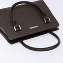 BURBERRY Hand Bag Leather Silver Brown Auth ep10861-6