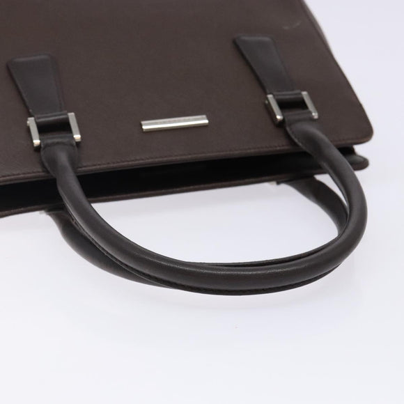 BURBERRY Hand Bag Leather Silver Brown Auth ep10861