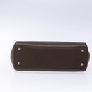 BURBERRY Hand Bag Leather Silver Brown Auth ep10861-5