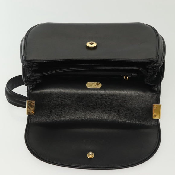 GUCCI Hand Bag Leather Black Gold 000 056 0004 Auth ep10863