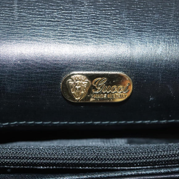 GUCCI Hand Bag Leather Black Gold 000 056 0004 Auth ep10863