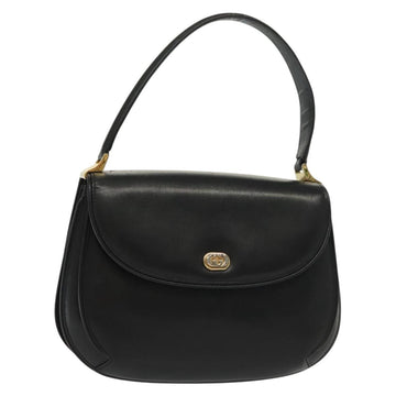 GUCCI Hand Bag Leather Black Gold 000 056 0004 Auth ep10863