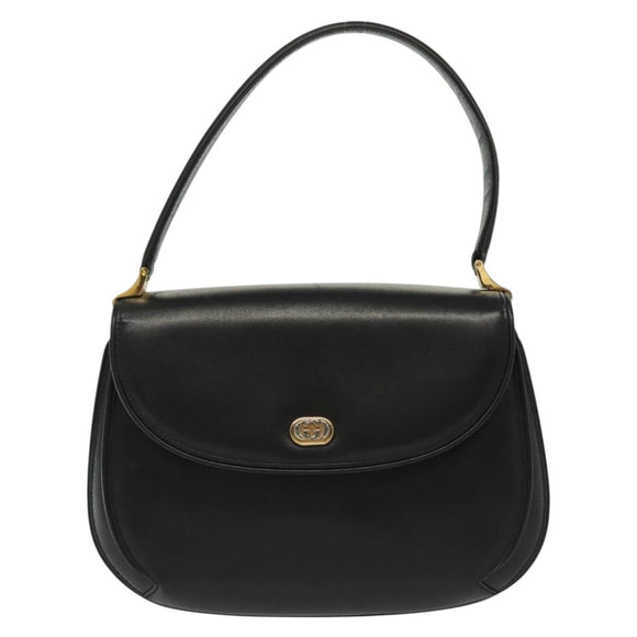 GUCCI Hand Bag Leather Black Gold 000 056 0004 Auth ep10863