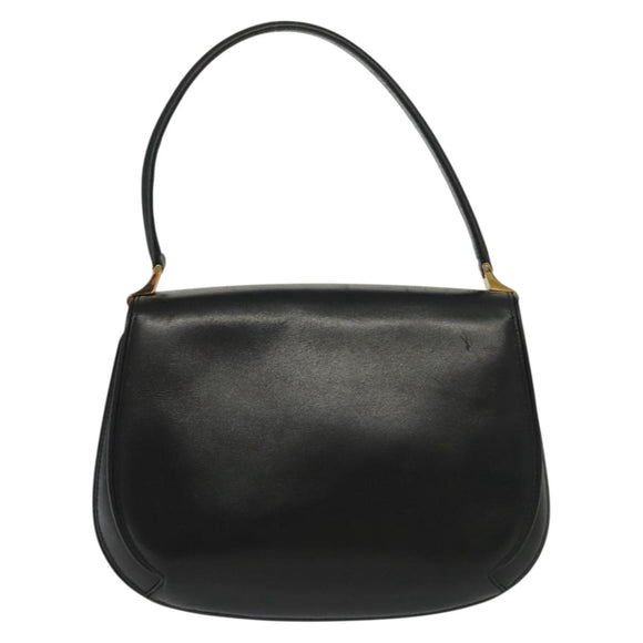 GUCCI Hand Bag Leather Black Gold 000 056 0004 Auth ep10863