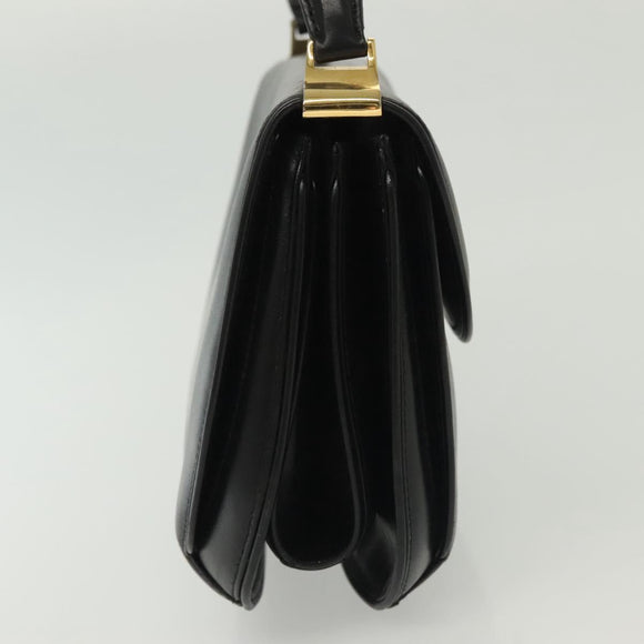 GUCCI Hand Bag Leather Black Gold 000 056 0004 Auth ep10863