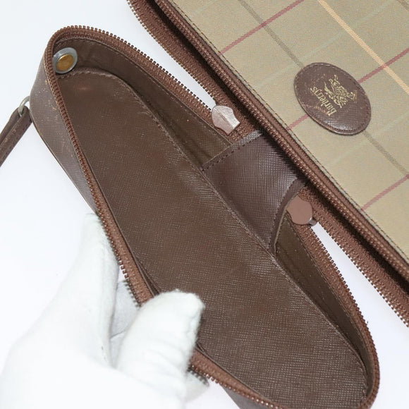 Burberrys Nova Check Shoulder Bag Canvas Beige Gold Auth ep10865