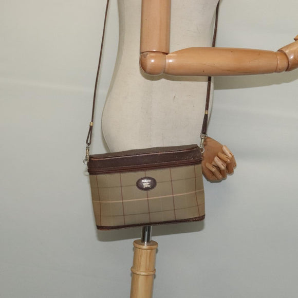 Burberrys Nova Check Shoulder Bag Canvas Beige Gold Auth ep10865