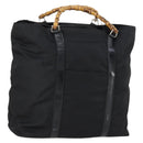 GUCCI Bamboo Tote Bag Nylon Black Silver 002 2052 0412 5 Auth ep10866-1