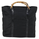 GUCCI Bamboo Tote Bag Nylon Black Silver 002 2052 0412 5 Auth ep10866-13
