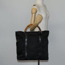 GUCCI Bamboo Tote Bag Nylon Black Silver 002 2052 0412 5 Auth ep10866-21