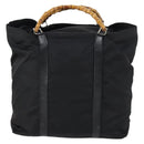 GUCCI Bamboo Tote Bag Nylon Black Silver 002 2052 0412 5 Auth ep10866-2
