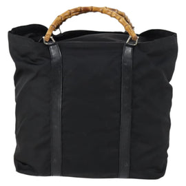 GUCCI Bamboo Tote Bag Nylon Black Silver 002 2052 0412 5 Auth ep10866 - 0