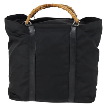 GUCCI Bamboo Tote Bag Nylon Black Silver 002 2052 0412 5 Auth ep10866 - 0