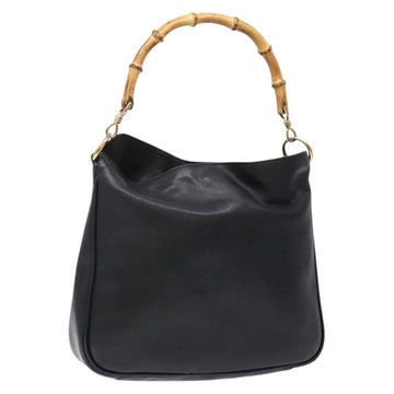 GUCCI Bamboo Hand Bag Leather Black Gold 001 1998 1638 Auth ep10869